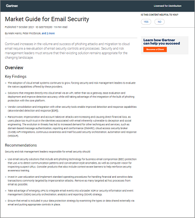 Gartner Email Security market guide